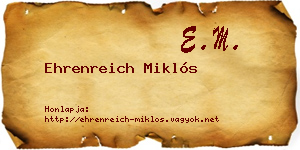 Ehrenreich Miklós névjegykártya
